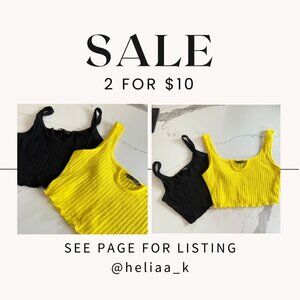 SHEIN | Crop Top | Small | Black and Yellow | Ribbed Cotton Blend